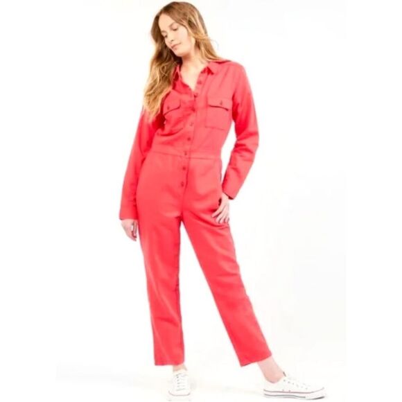 Outerknown S.E.A. Suit Long Sleeve Jumpsuit in Parisian Red Coral S NWT $228 - Picture 3 of 8